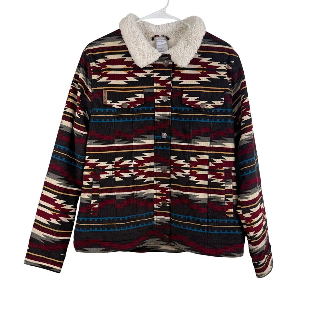 Cinch Ladies Large Corduroy Multicolored Aztec Western Trucker Jacket Cowgirl